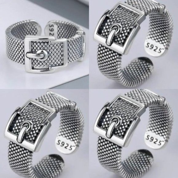 unbranded Jewelry - 925 sterling Silver Color Belt Rings for Simple Solid Silver Ring Adjustable fro